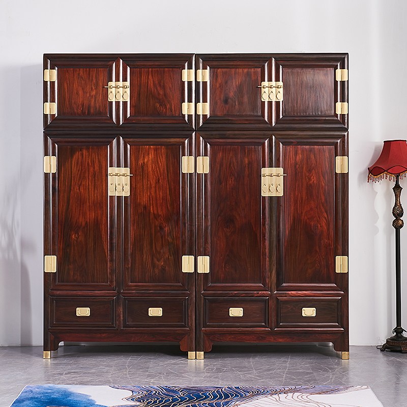 老挝大红酸枝交趾黄檀古典家具明式素面顶箱柜衣柜子双层红木家具