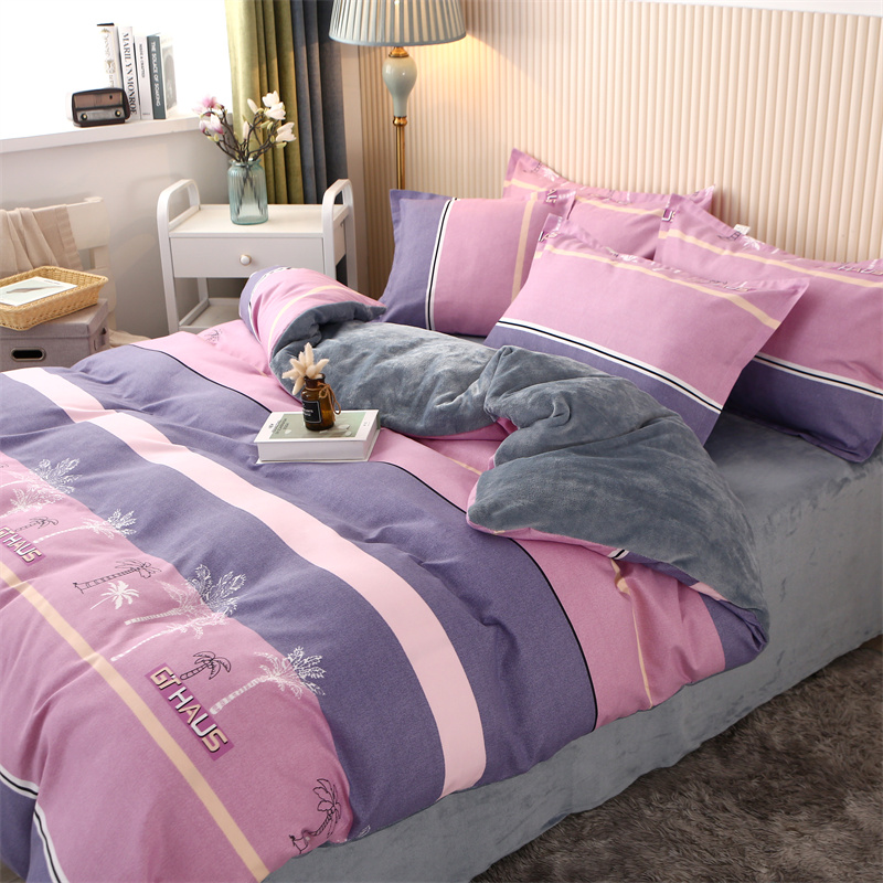 猫感牛奶绒四件套床上用品