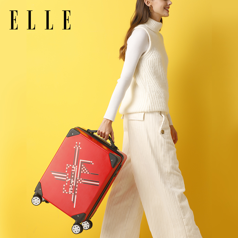 ELLE拉链小清新拉杆箱20寸登机旅行箱女学生万向轮男密码行李箱