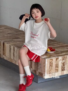 布芮欧夏款儿童短袖套装中大童休闲上衣套装女童潮120-170码77020