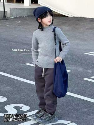 牛哆哆冬款儿童加绒毛衣中大童半高领水貂绒男女童打底衫12063