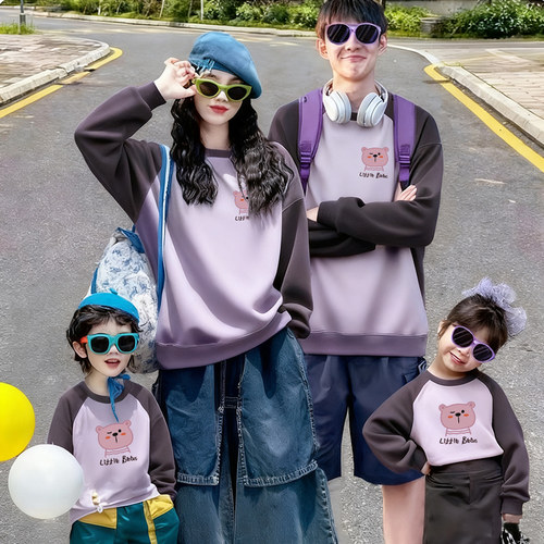 秋冬新款亲子装一家三口卫衣