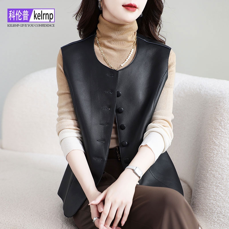 真皮外搭头层绵羊皮衣马甲背心女