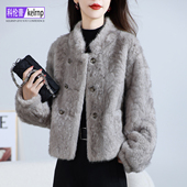 仿羊剪绒大衣女2025冬新气质设计感仿小胡羊羔羊毛毛颗粒皮草外套