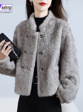 仿羊剪绒大衣女2025冬新气质设计感仿小胡羊羔羊毛毛颗粒皮草外套