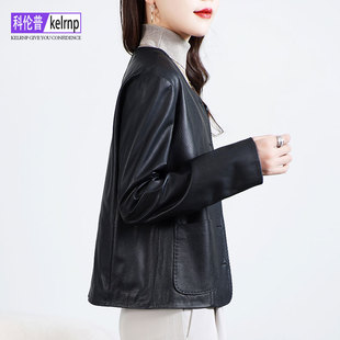 海宁真皮皮衣女2025秋冬新短款正品牌简约风头层山羊皮夹克小外套