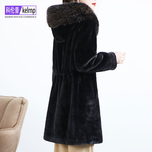 系带减龄仿貂水毛毛环保皮草外套