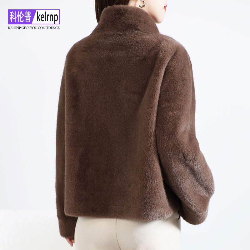 海宁仿貂水毛毛环保皮草外套