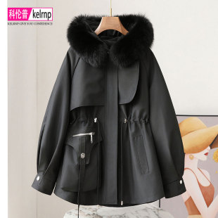 派克服女2025新中长款 獭兔毛内胆狐狸毛领设计感清仓皮草大衣外套