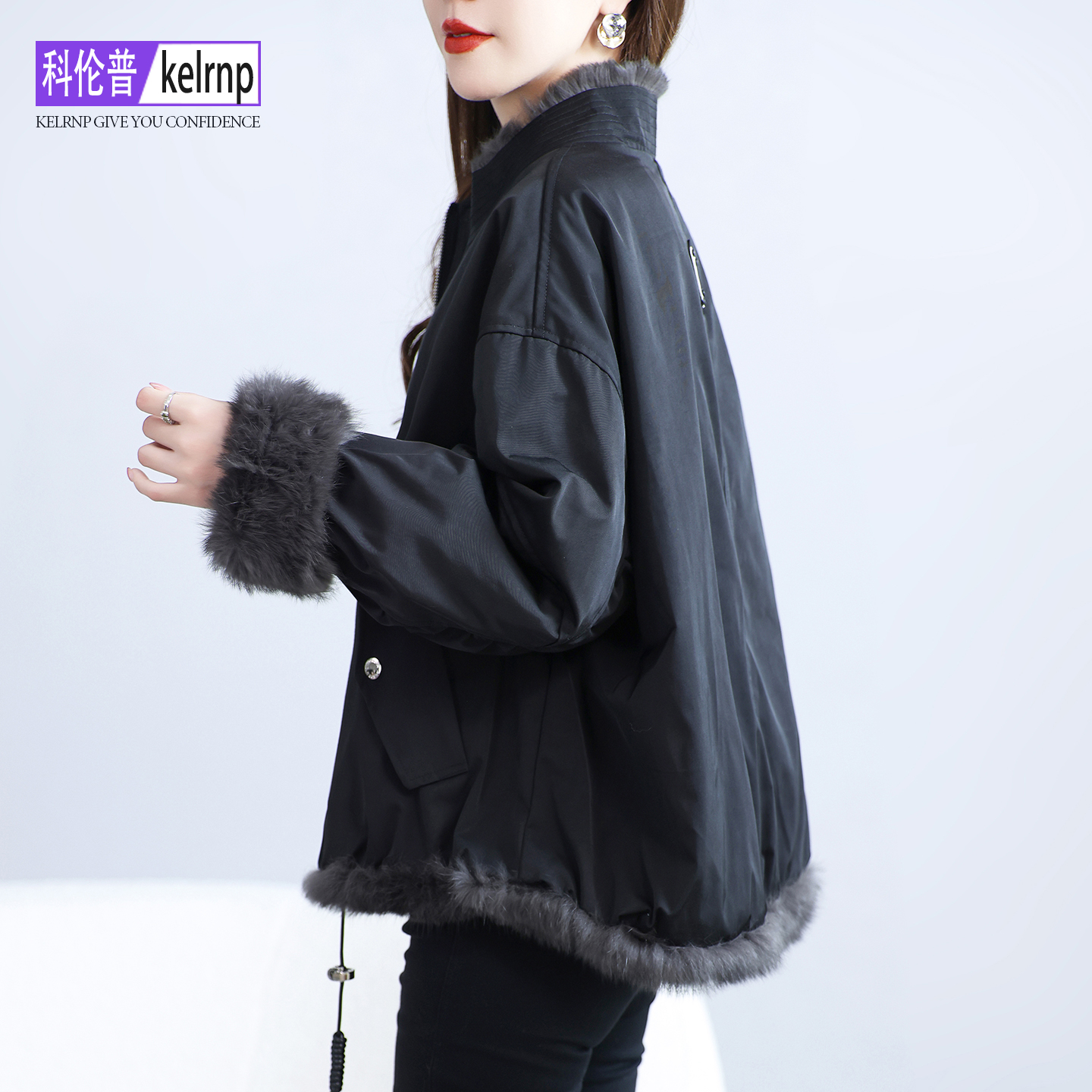 保暖时尚两面穿坎毛派克服外套