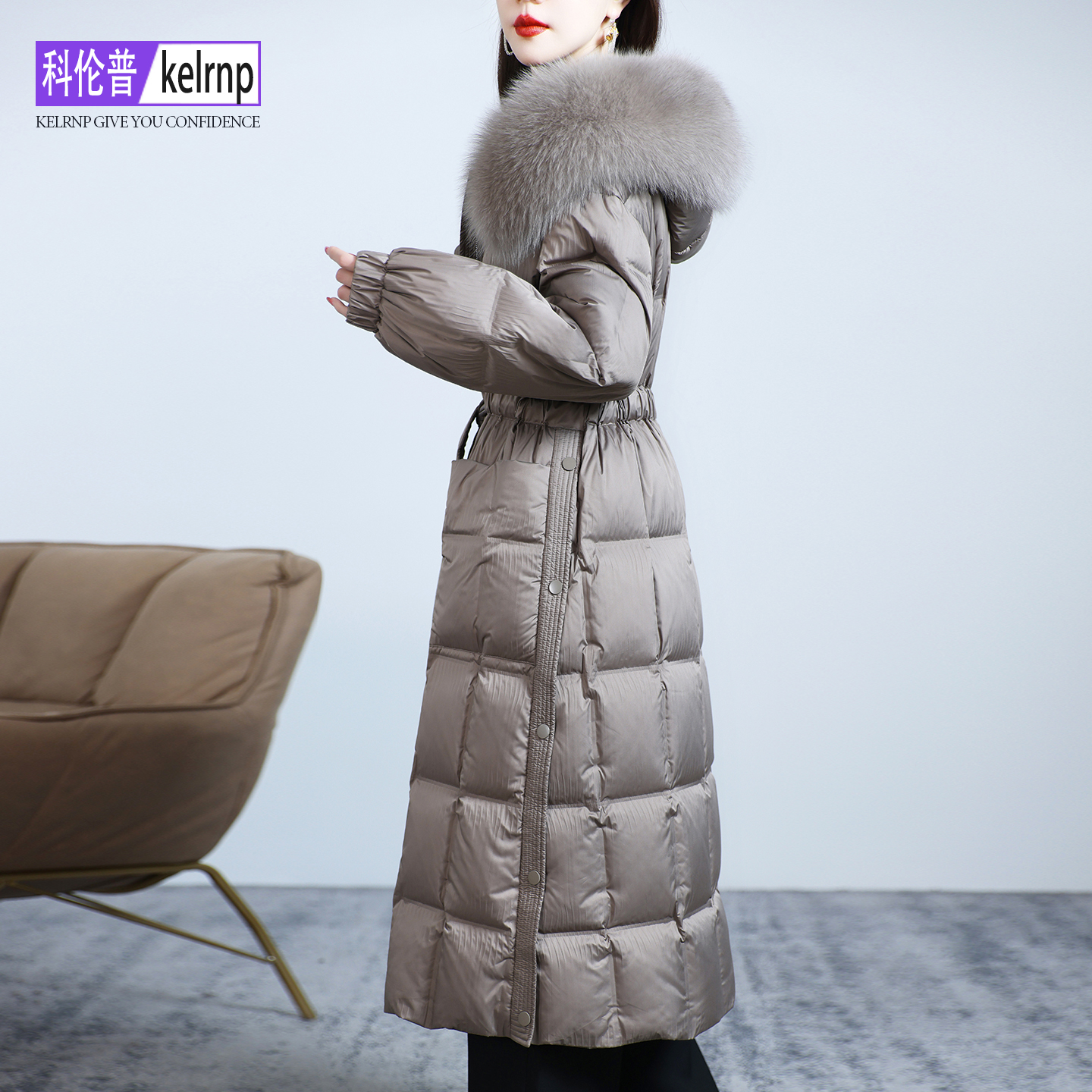 显瘦保暖白鹅绒羽绒服真皮草外套