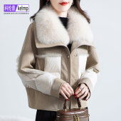 狐狸毛领真皮草大衣女2026冬新大气减龄兔皮毛一体鹅绒羽绒服外套