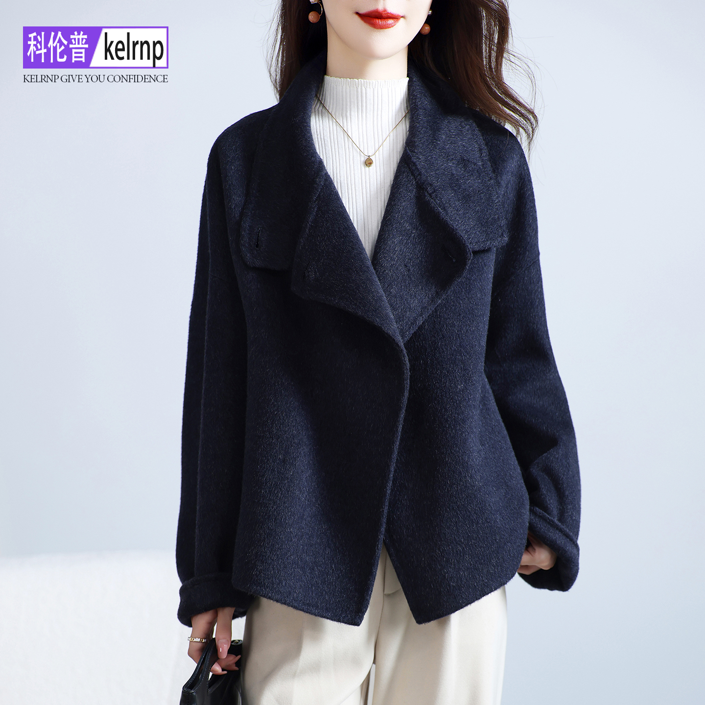 时尚风小个子呢子绵羊毛呢外套