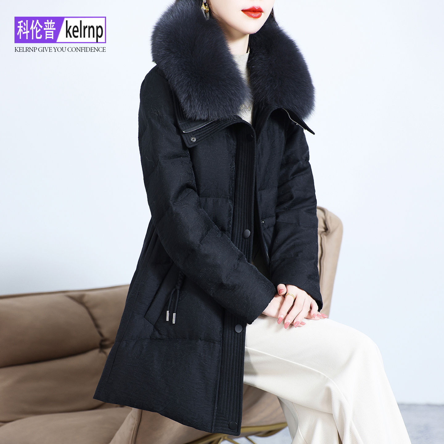 保暖白鹅绒羽绒服真皮草外套