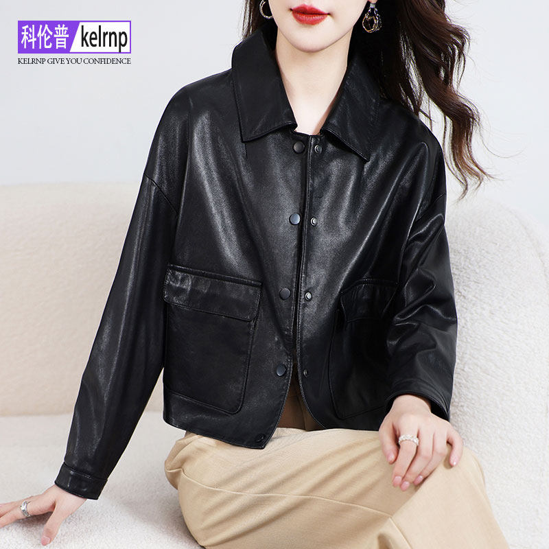 海宁真皮皮衣女2025秋冬新短款宽松廓形植鞣头层绵羊皮夹克小外套,女装/女士精品,皮衣,淘宝优惠券,粉丝福利购,淘宝优惠卷