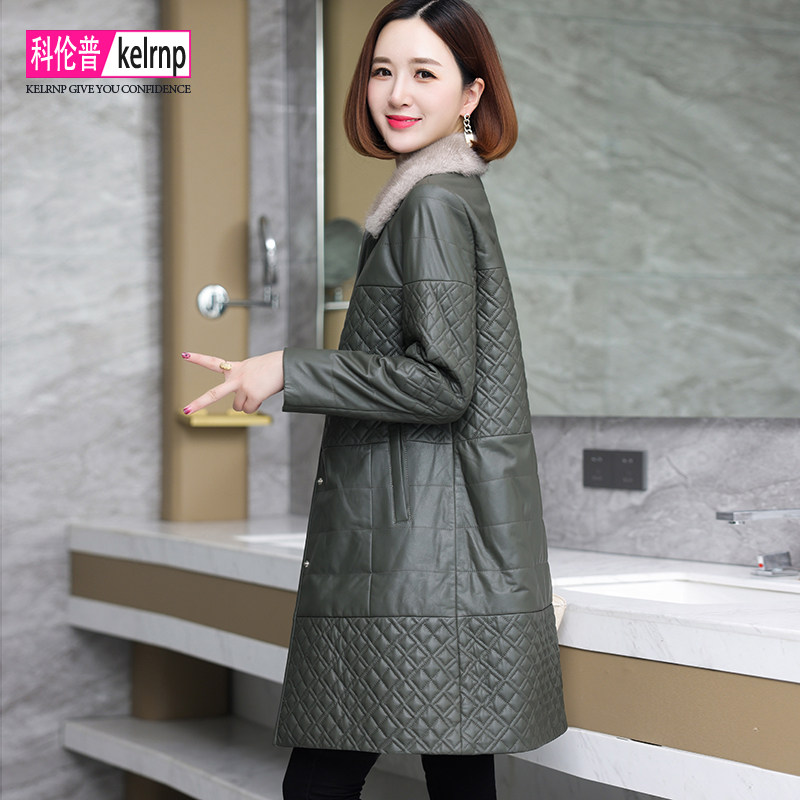 真皮羽绒服女中长款2025冬新款水貂毛领韩版妈妈海宁绵羊皮衣外套