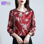韩版 重磅真丝绸缎面t恤女2025夏新款 短袖 印花弹力提花桑蚕丝上衣