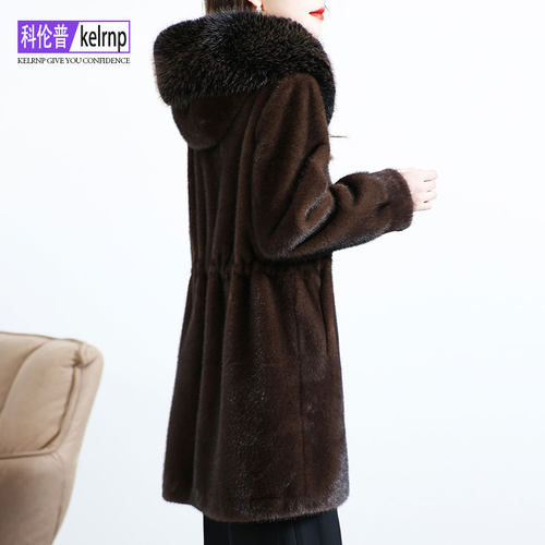 连帽保暖仿貂水毛毛环保皮草外套