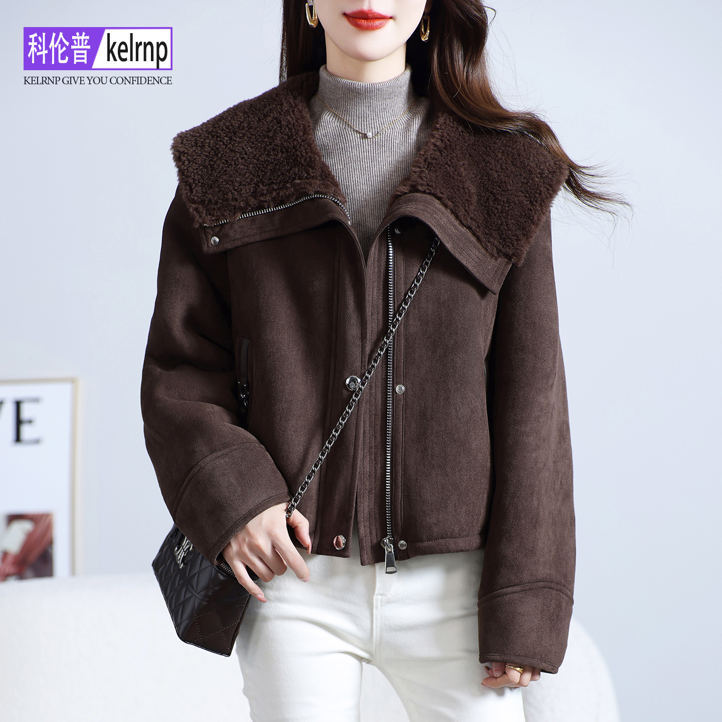 原创海宁羔羊毛毛颗粒皮草外套