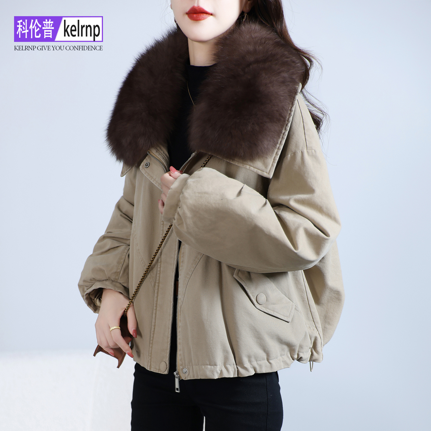 加厚保暖鹅绒羽绒服皮草大衣外套