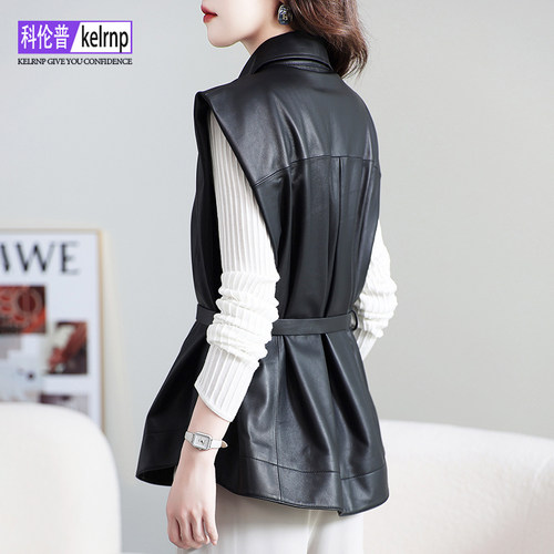 真皮外搭头层绵羊皮衣马甲背心女