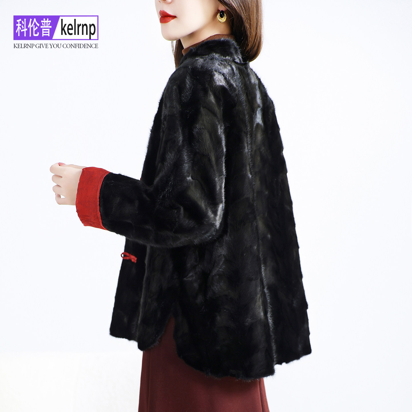 进口天鹅绒水貂毛大衣女2025冬新短款宽松中国风拼貂皮真皮草外套,女装/女士精品,皮草,淘宝优惠券,粉丝福利购,淘宝优惠卷