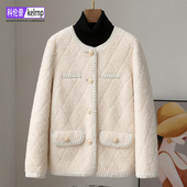 羊剪绒大衣女2026冬新短款 淑女名媛温柔风海宁羔羊毛颗粒皮草外套