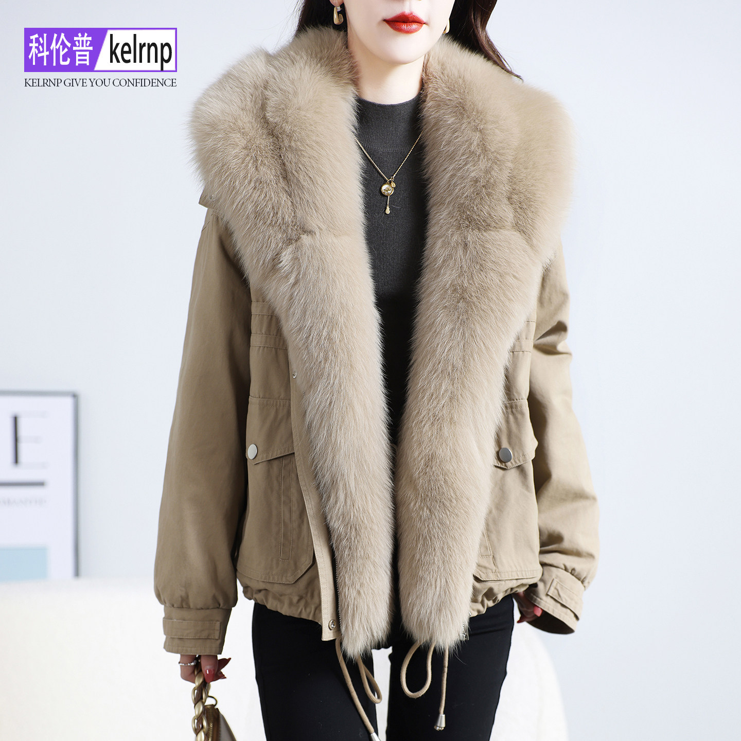 超大狐狸毛领真皮草大衣女2025冬新小个子淑女保暖鹅绒羽绒服外套