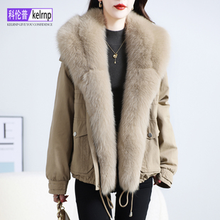 超大狐狸毛领真皮草大衣女2025冬新小个子淑女保暖鹅绒羽绒服外套