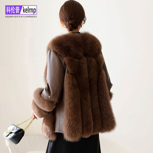 进口狐狸毛真皮草大衣女2026冬气质拼接绵羊皮保暖鹅绒羽绒服外套