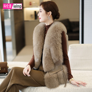 纯狐狸毛毛马甲女真毛背心2025秋冬新休闲百搭进口整皮草外套大衣