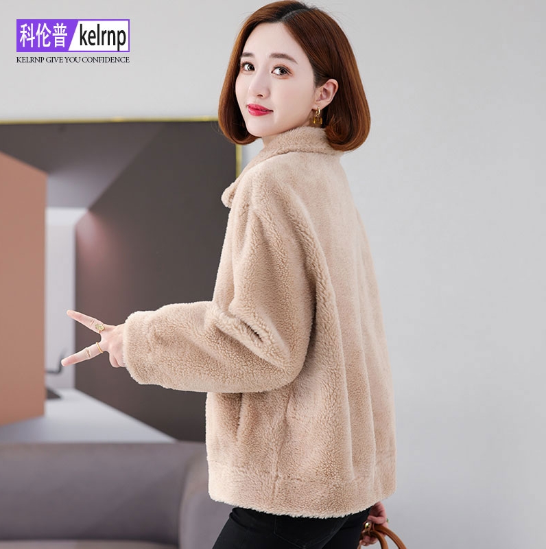 羊剪绒海宁羔羊毛毛颗粒皮草外套