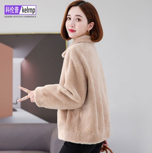 羊剪绒大衣女2026冬新短款 小个子高档OL海宁羔羊毛毛颗粒皮草外套