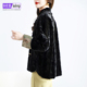 进口天鹅绒水貂毛大衣女2025冬新短款 减龄洋气质拼貂皮真皮草外套