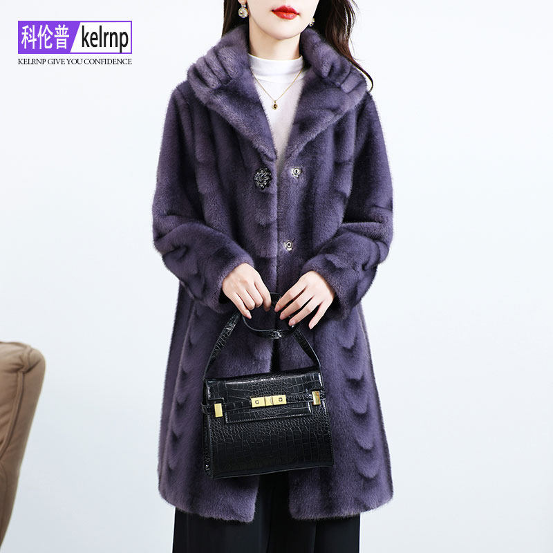 高档金貂绒大衣女2026冬新中长款条纹时尚仿水貂毛毛环保皮草外套