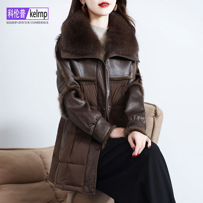 韩版兔皮毛一体鹅绒羽绒服外套