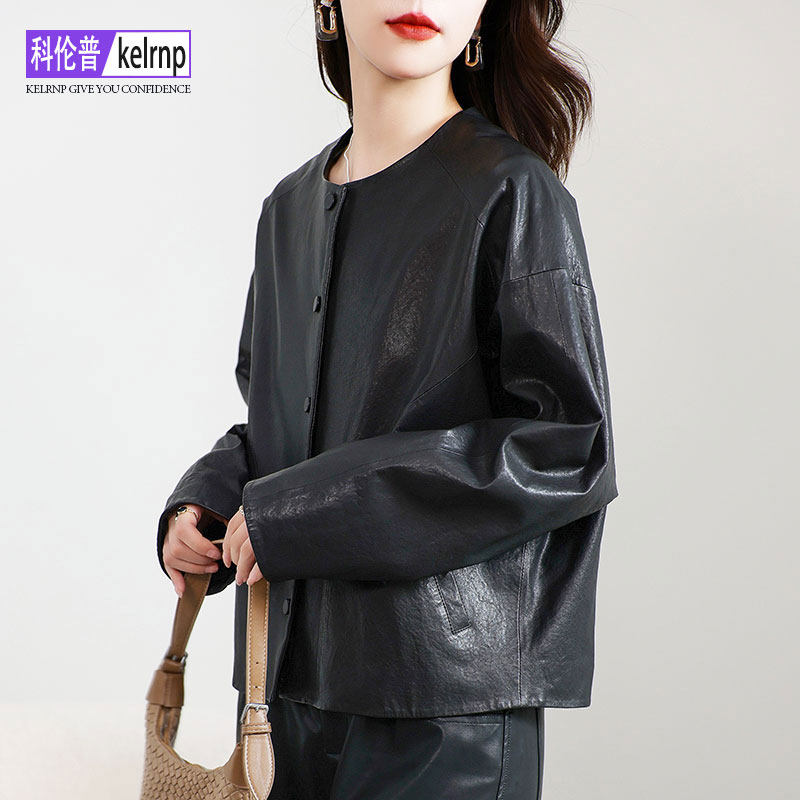 海宁真皮皮衣女2025秋冬新短款简约设计植鞣头层绵羊皮夹克小外套,女装/女士精品,皮衣,淘宝优惠券,粉丝福利购,淘宝优惠卷