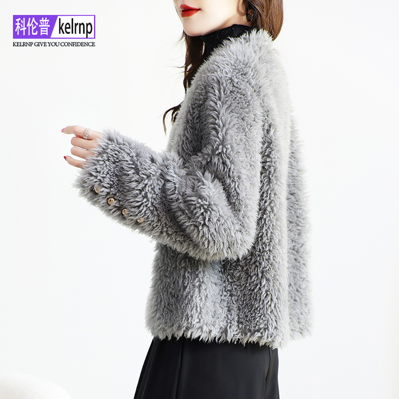 气质海宁羔羊毛毛颗粒皮草外套