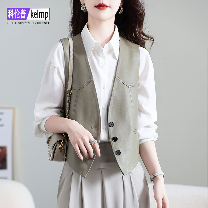 小个子头层绵羊皮衣马甲背心