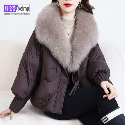 减龄保暖鹅绒羽绒服真皮草外套