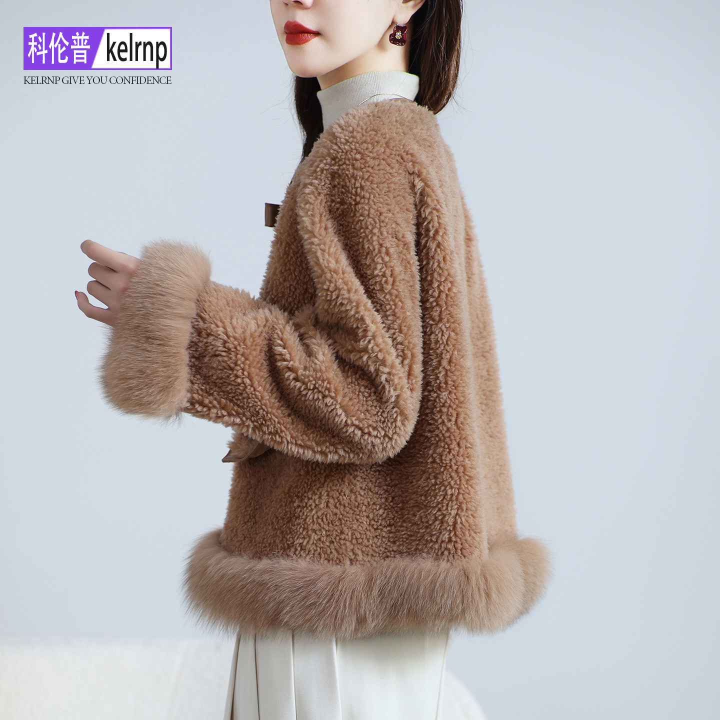 欧美狐狸毛羔羊毛毛颗粒皮草外套