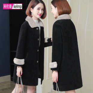 羊剪绒大衣女新款2025冬中年妈妈水貂皮毛一体颗粒羊羔毛皮草外套