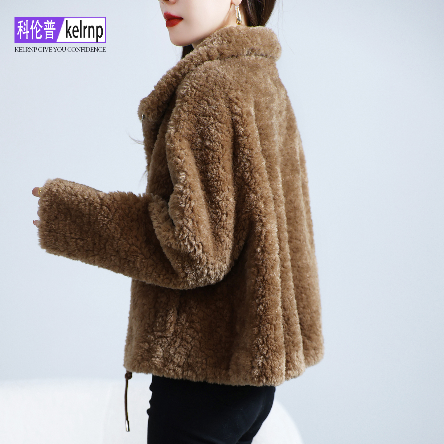 加厚海宁仿羔羊毛毛颗粒皮草外套