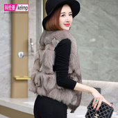 真狐狸毛皮草马甲女2025秋冬新款 小个子进口整皮背心大衣外套 修身