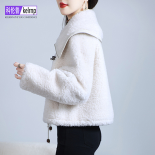羊剪绒大衣女2025冬新短款小香风洋气质海宁羔羊毛毛颗粒皮草外套