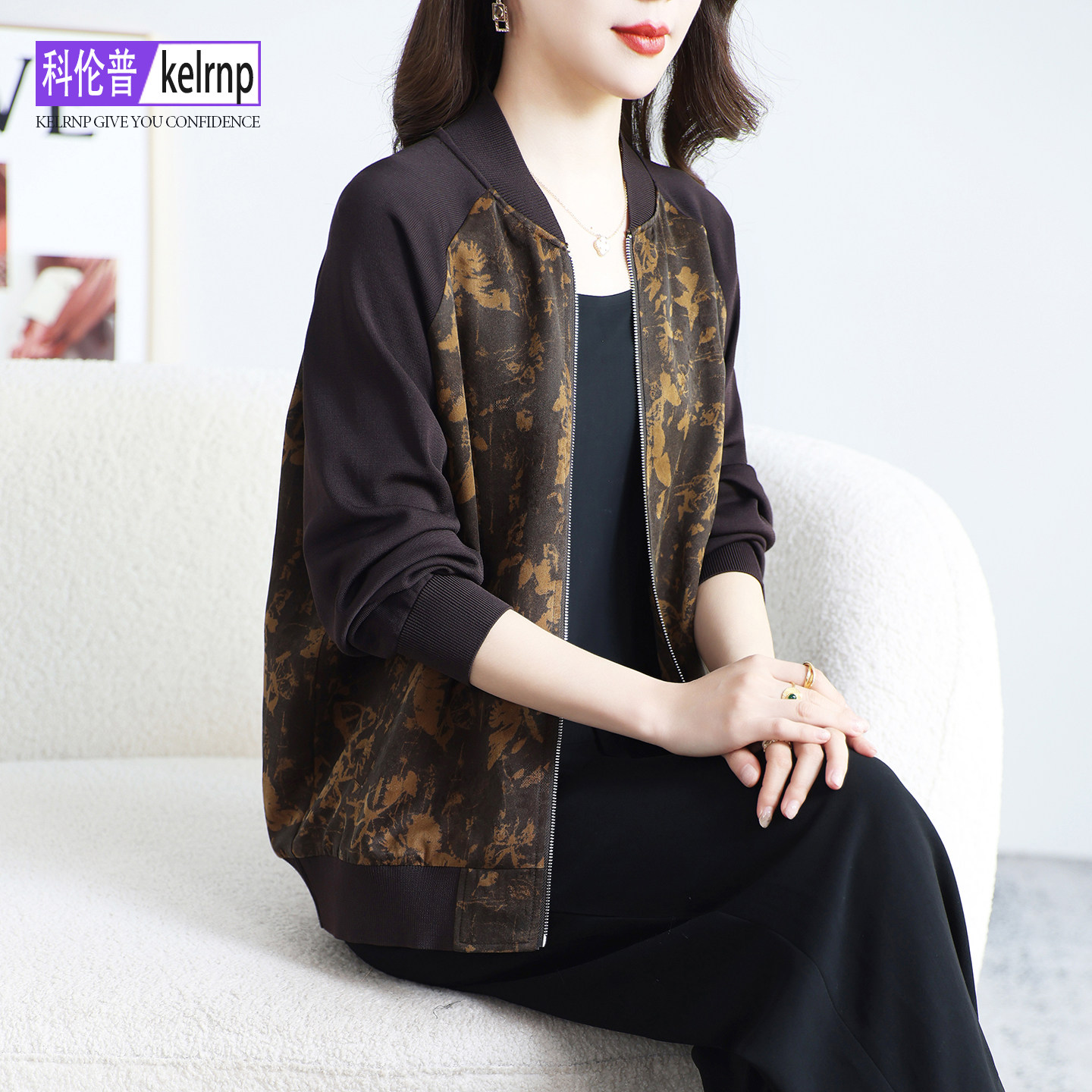 真丝短外套女2026春秋新大气时尚香云纱花罗棒球服桑蚕丝夹克开衫