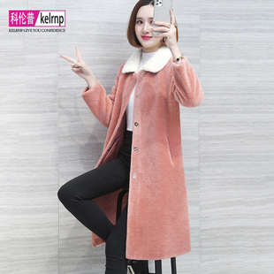 羊剪绒大衣女新款 2026冬水貂毛领OL洋气质海宁颗粒羊羔毛皮草外套