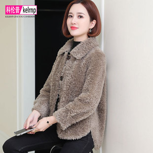 OL羊羔毛毛颗粒皮草外套 前短后长时尚 羊剪绒大衣女新款 2026冬短款
