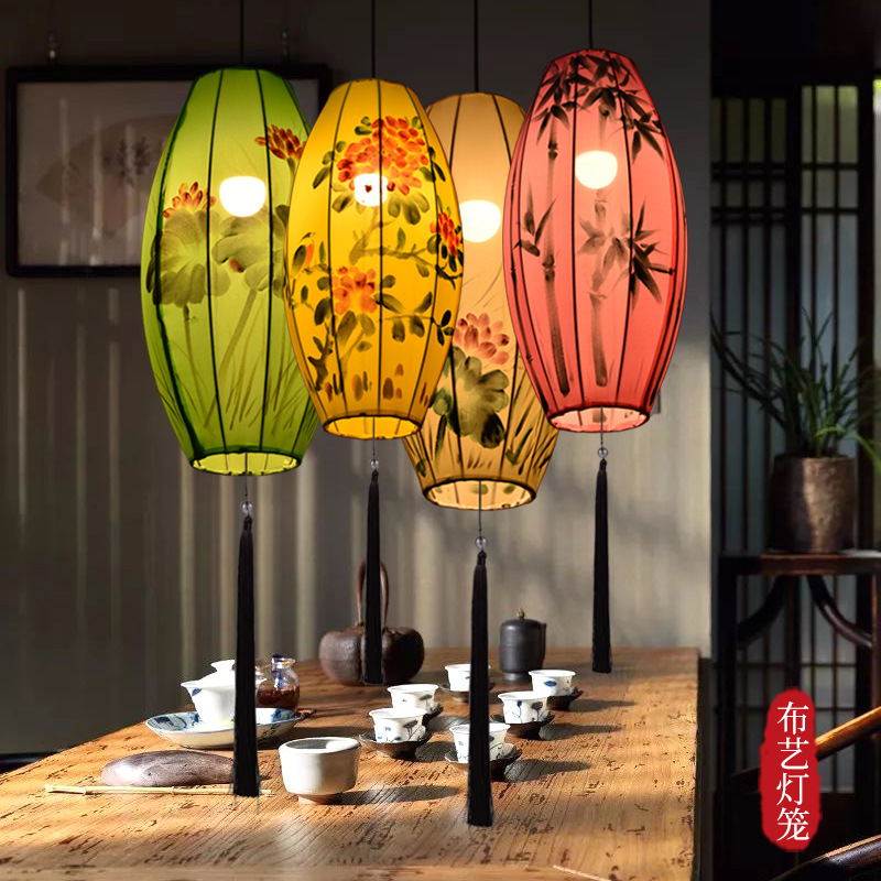 中式布艺灯笼中国风彩色街道景区餐厅饭店商场婚礼吊挂装饰灯笼