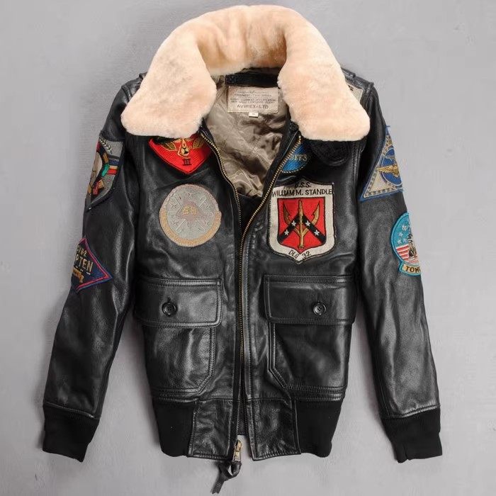 美式复古刺绣真皮夹克女修身牛皮飞行员机车服摩托车骑行服外套